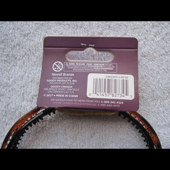 2 Goody Thin Crossed Woven Twisted Plastic Head Bands Black Tortoiseshell Brown - Picture 5 of 5